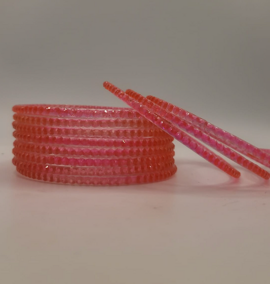 Pink Beaded Glass Bangles