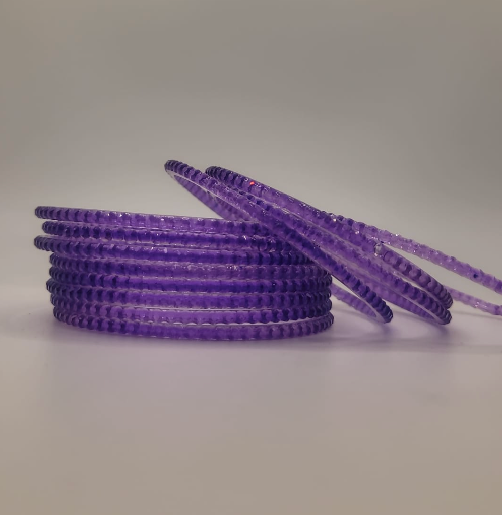 Violet Beaded Glass Bangles