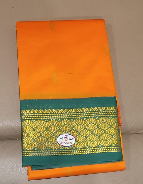 Amman Saree - Orange and Green