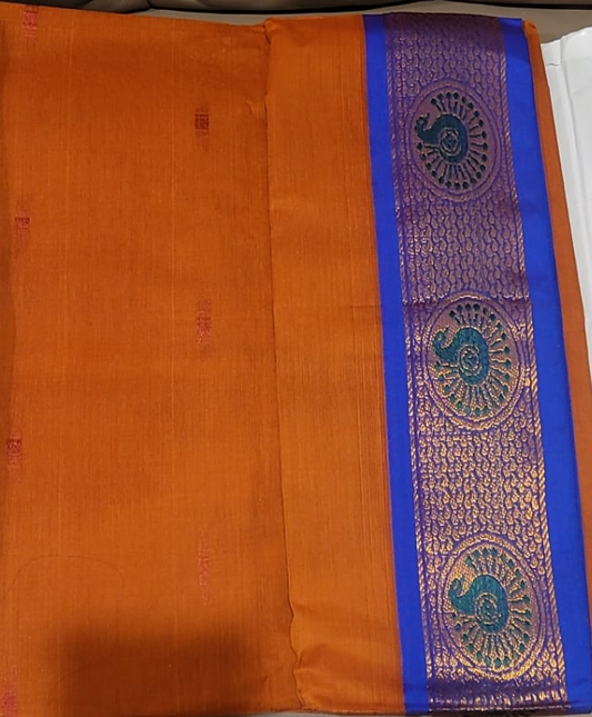 Butta Saree - Orange and Blue