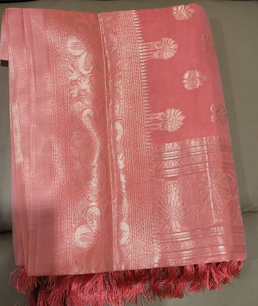 Meenu Casino Cotton Saree - Light Pink