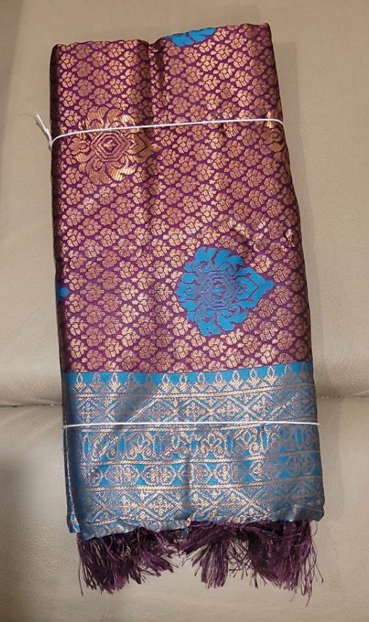 Brindha Pattu Saree - Purple and Turquoise