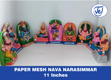 Kolu Dolls Nava Narasimhar (Nine Forms of Lord Narasimha) Set 11 Inch Paper Mache