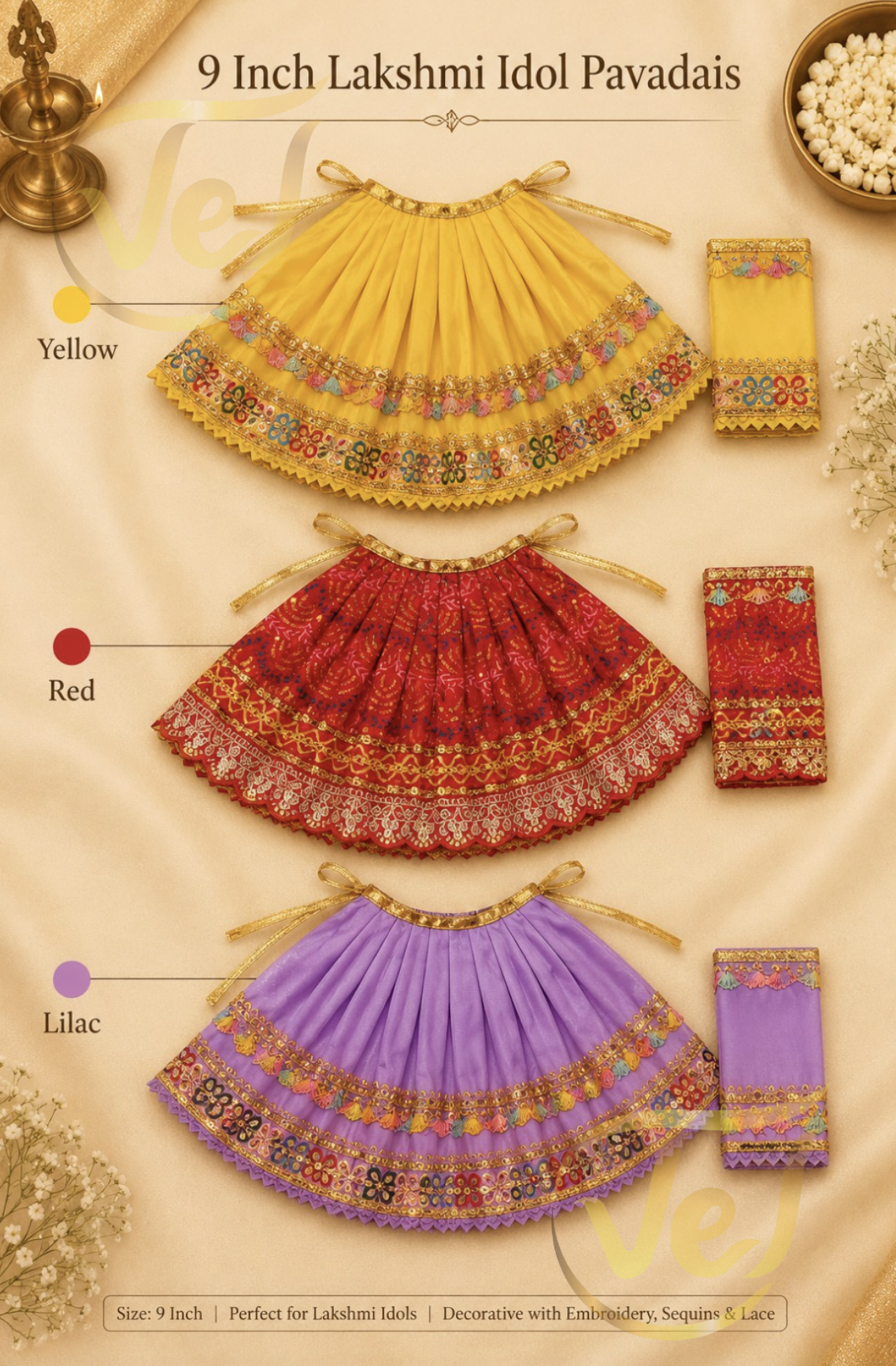 Lakshmi Pavadai 9 Inches (Multiple Colours Available)