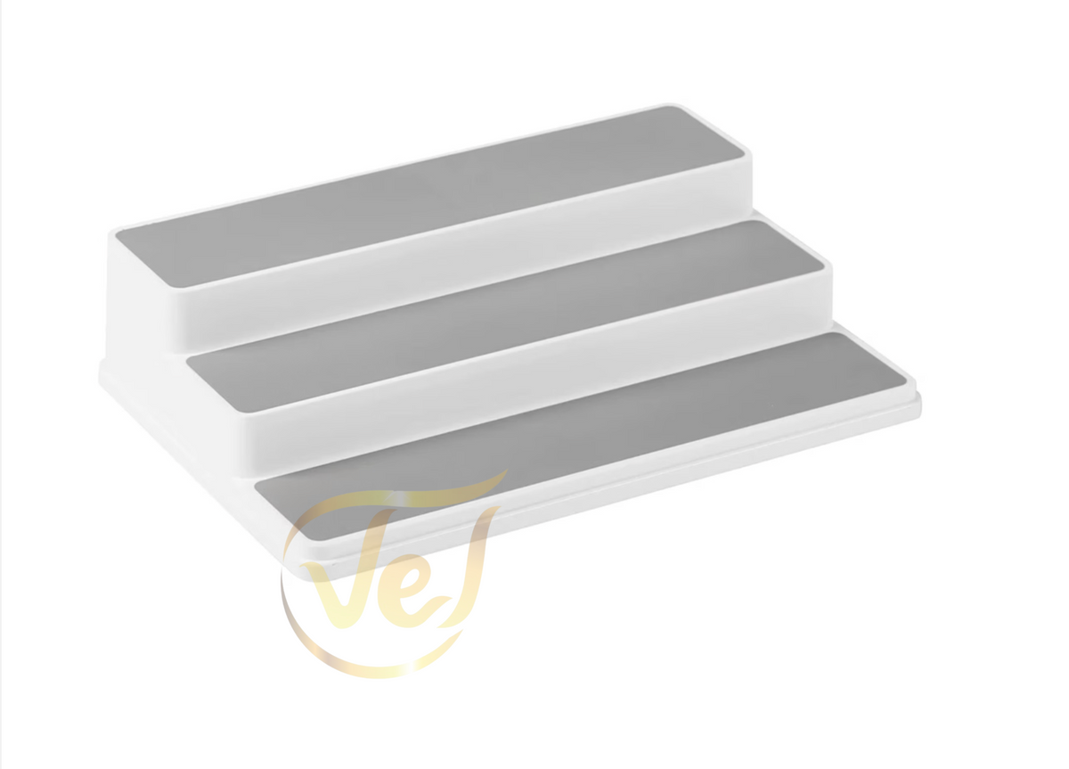 3 tiered white and grey Golu Steps