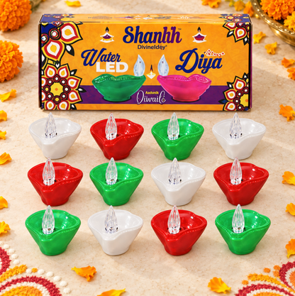 Shankh Water Sensor Diya – 12-Piece Set