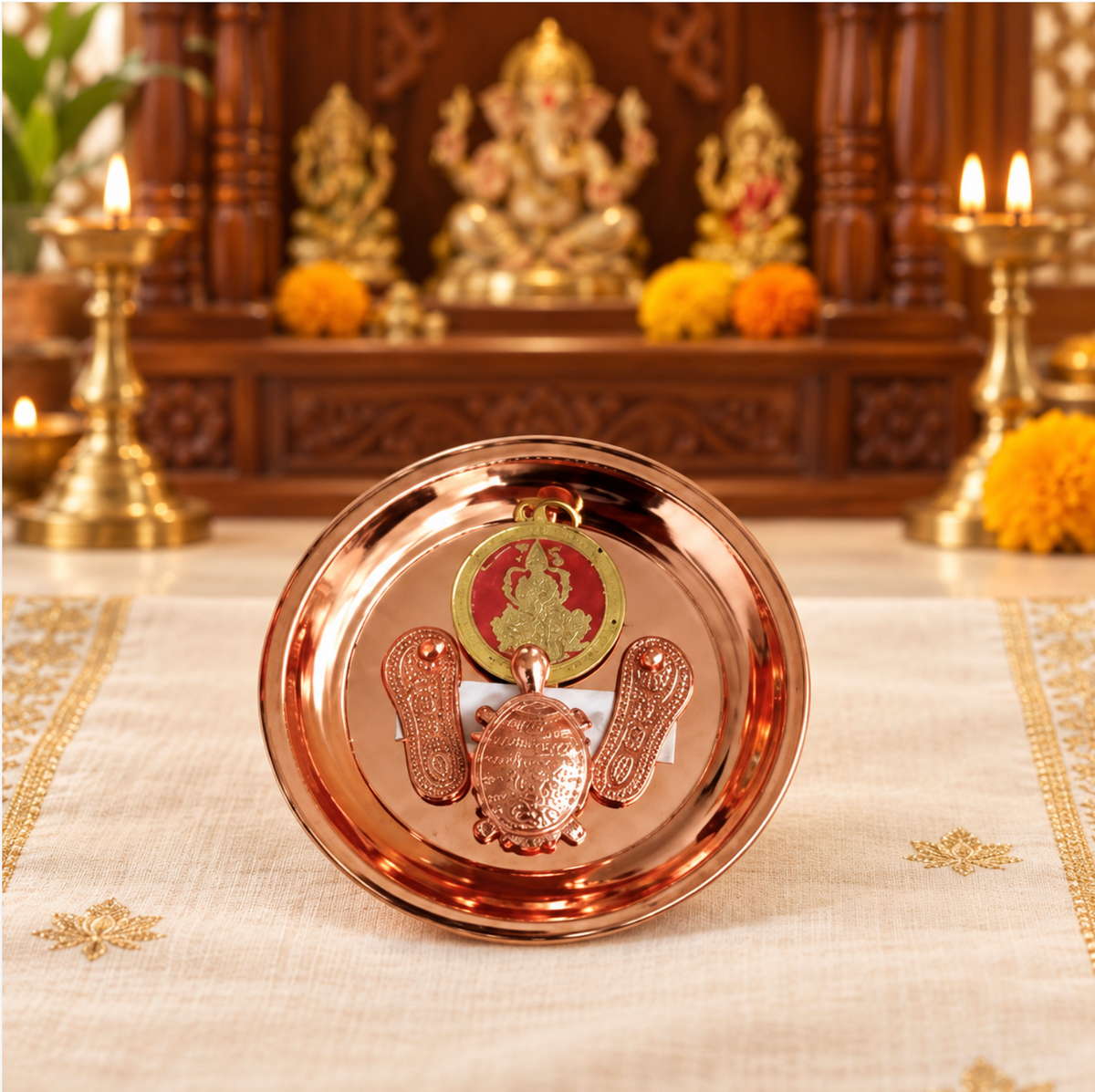 Metal Pooja Thali – 3 Inch (Small)