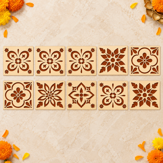 Rangoli Stencils 8 × 8 – 10 Pack