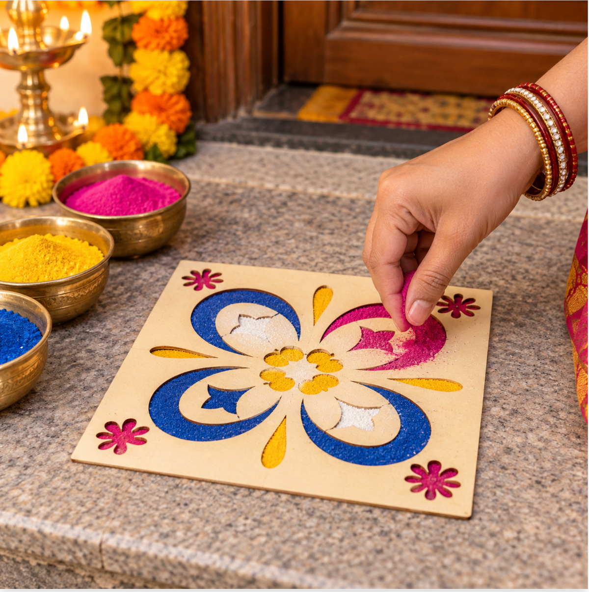 Rangoli Stencils 8 × 8 – 10 Pack
