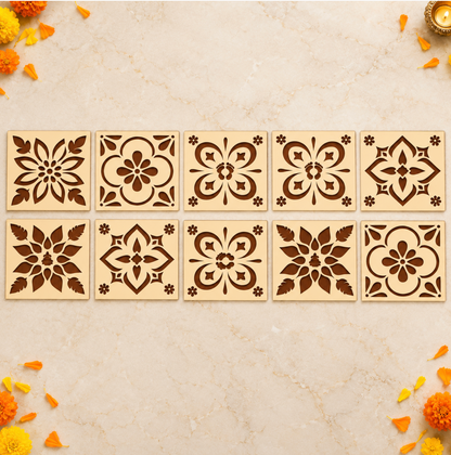 Rangoli Stencils 12 × 12 – 10 Pack