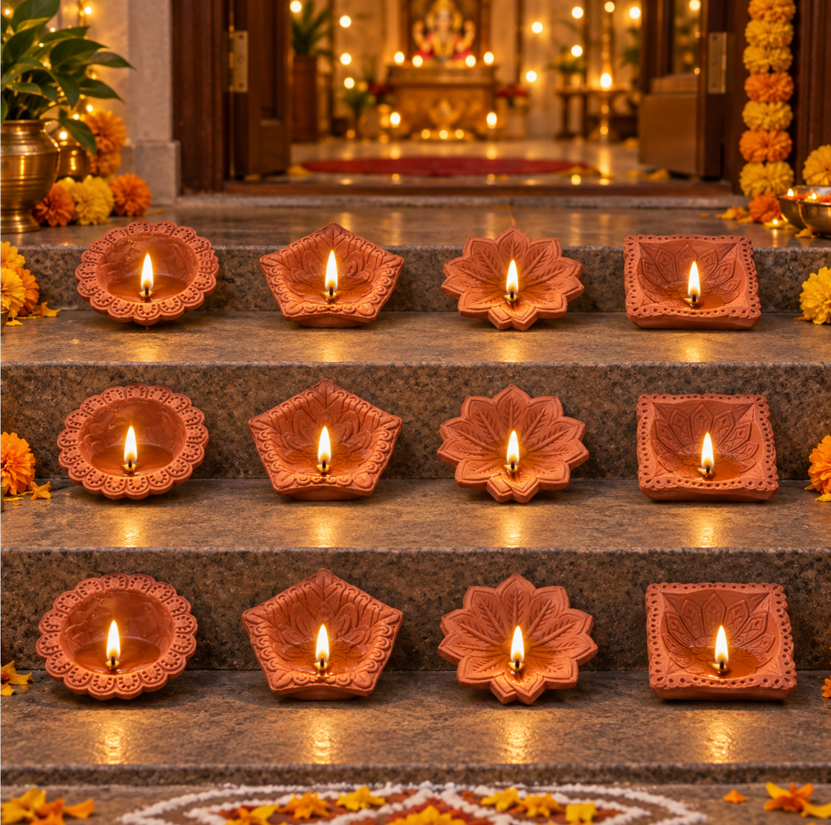 Raw Diya Set of 12