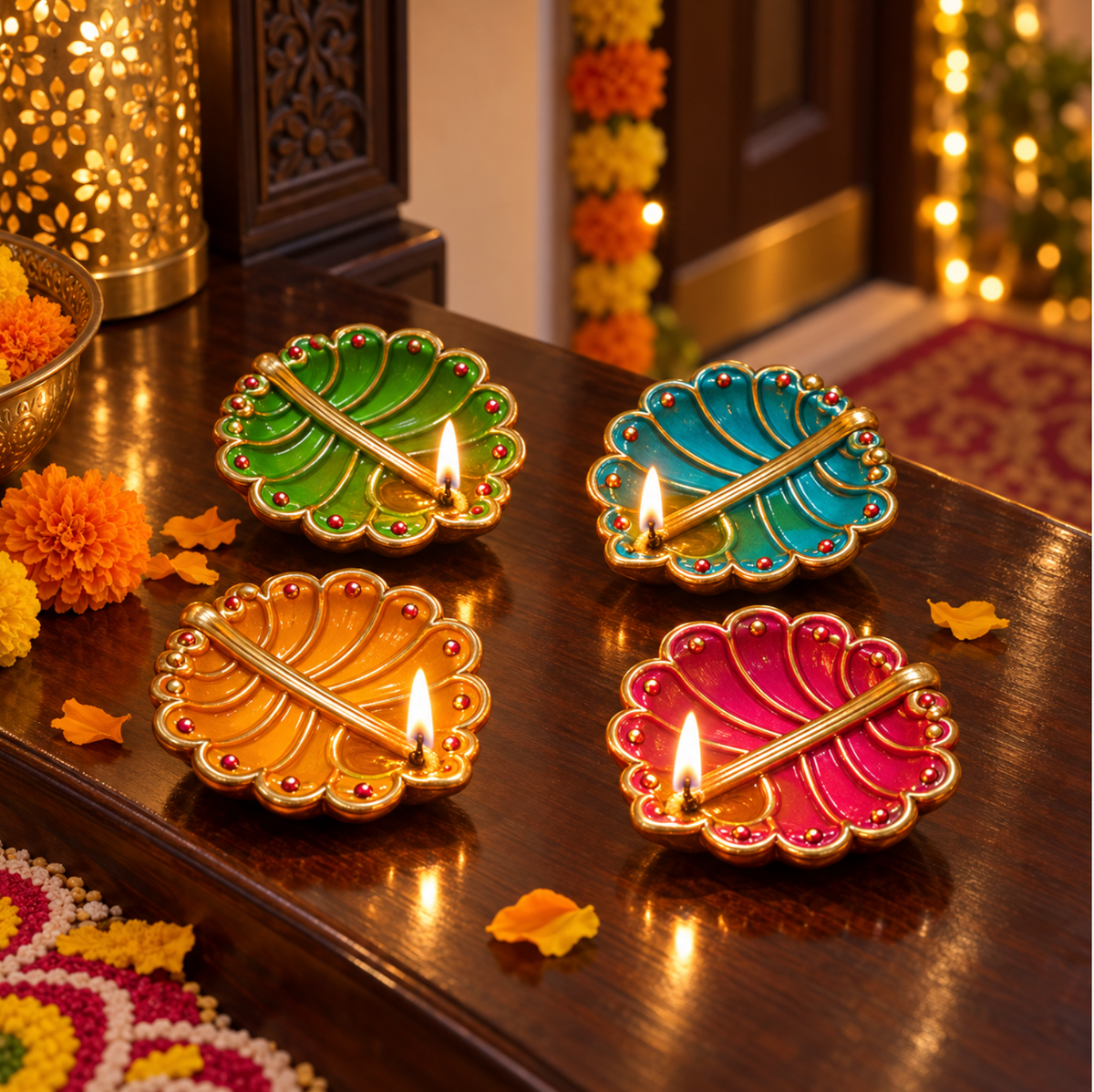 Decorative Diya 4-Piece Set