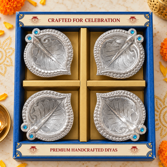 Silver Diya – 4-Piece Set