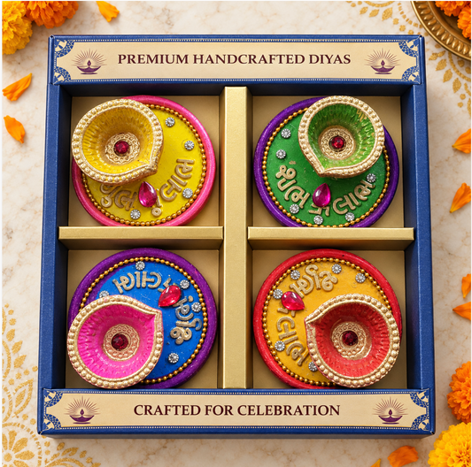 Decorative Diya – 4-Piece Set
