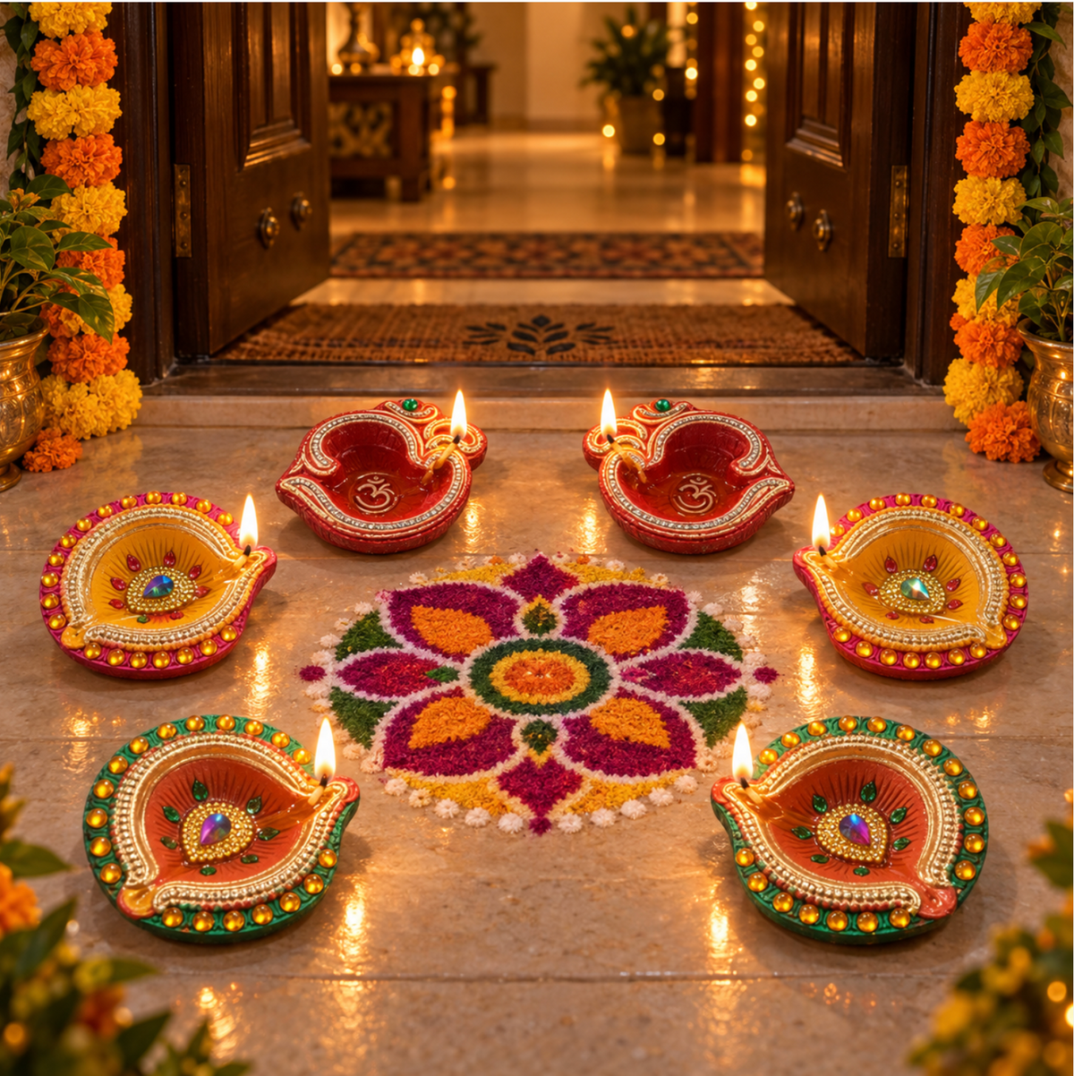 Premium Diya – 6-Piece Set