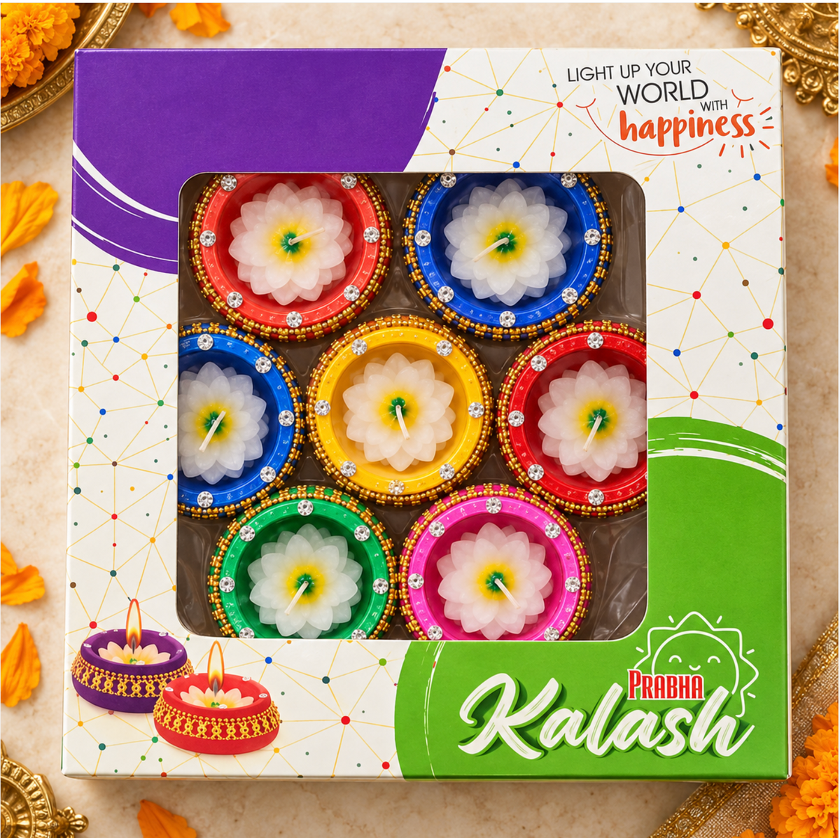 Decorative Diya – 7-Piece Set