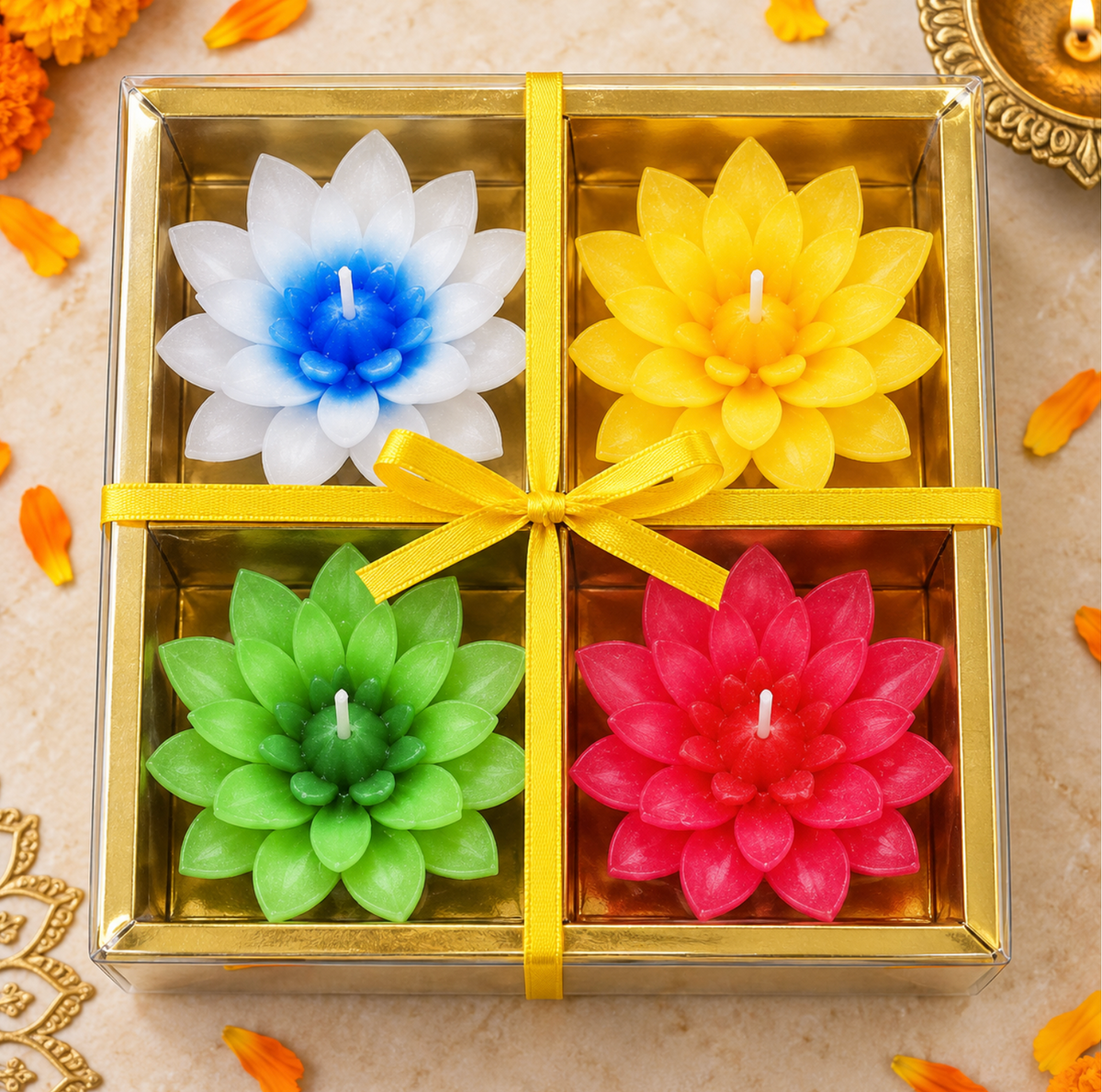 Big Floating Lotus Candles – 4-Piece Set