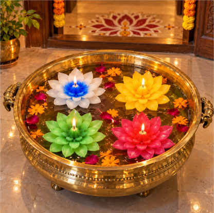 Big Floating Lotus Candles – 4-Piece Set