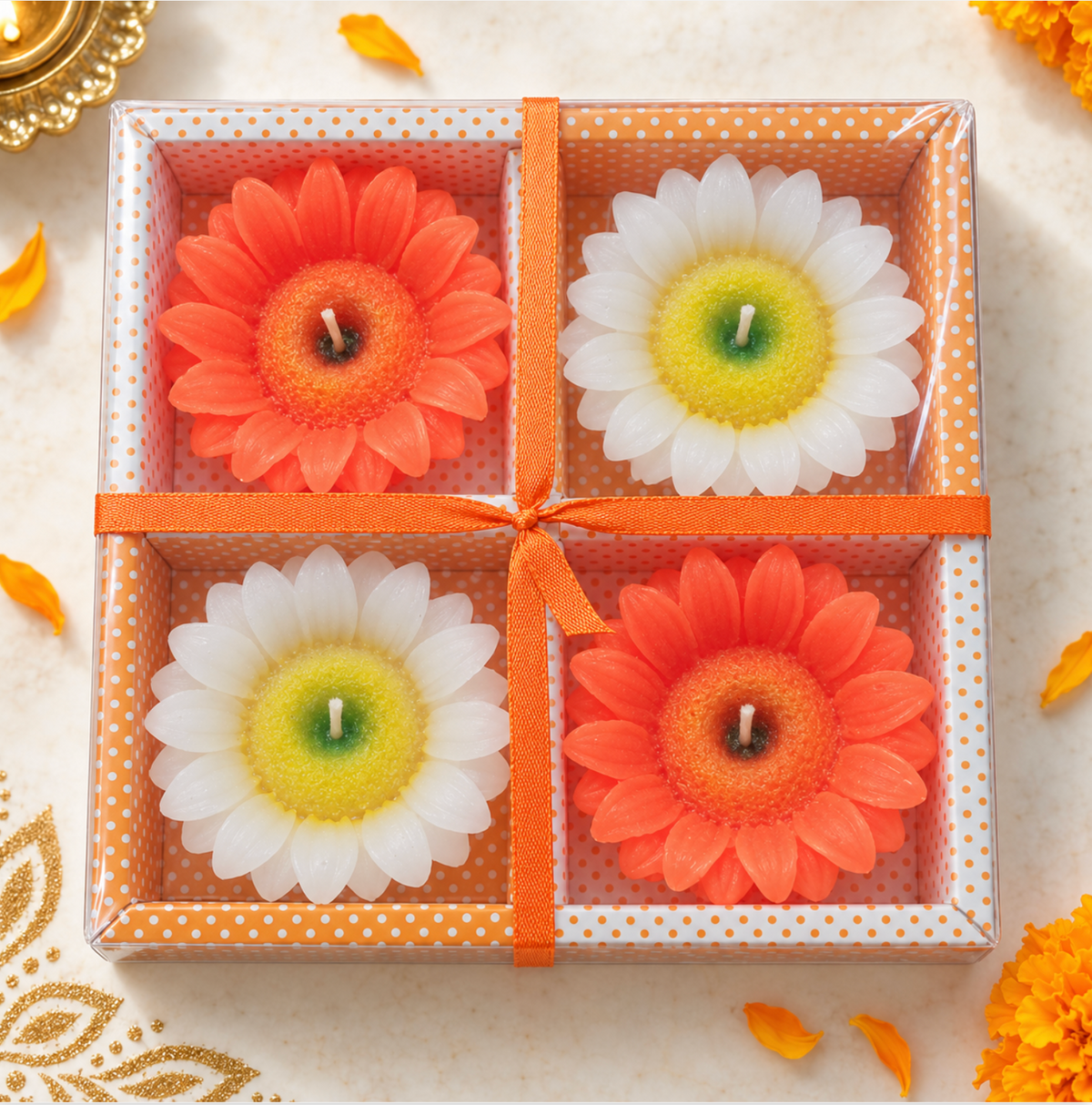 Big Floating Sunflower Candle – 4-Piece Set