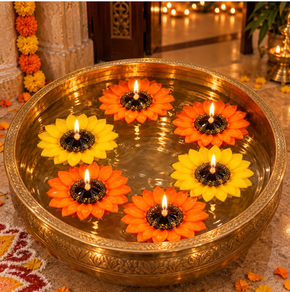 Big Floating Sunflower Candles – 6-Piece Set