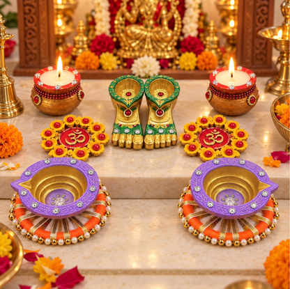 Lakshmi Charan Combo with Wax-Filled Matki