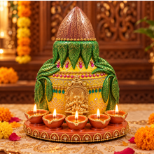 Decorative Kalash with Diyas – 9.5 Inch