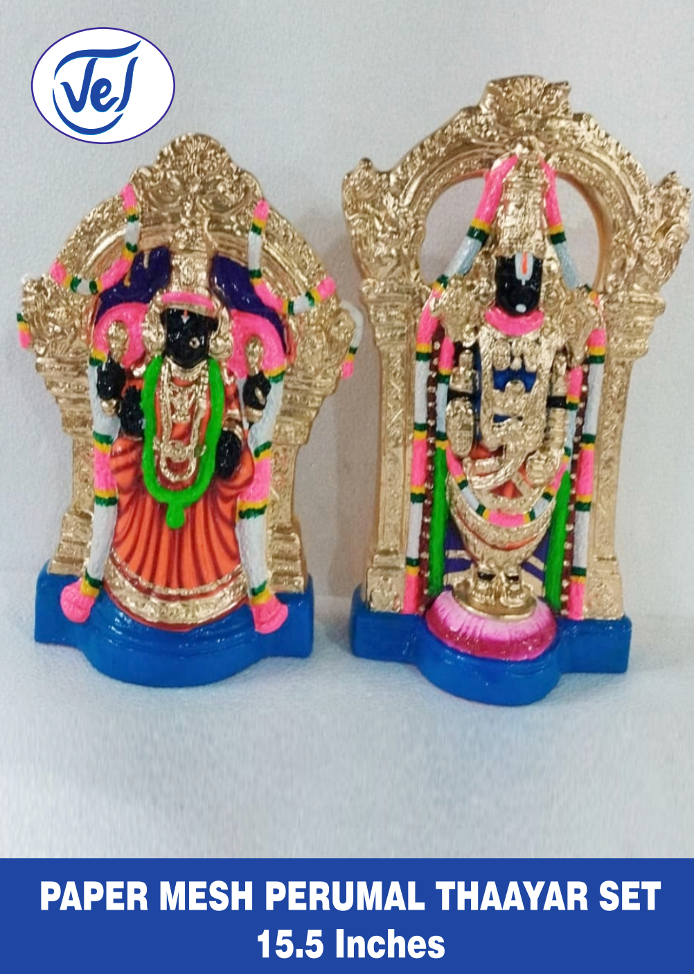 Perumal Thayar Kolu Dolls Set 15.5 Inch – Paper Mache