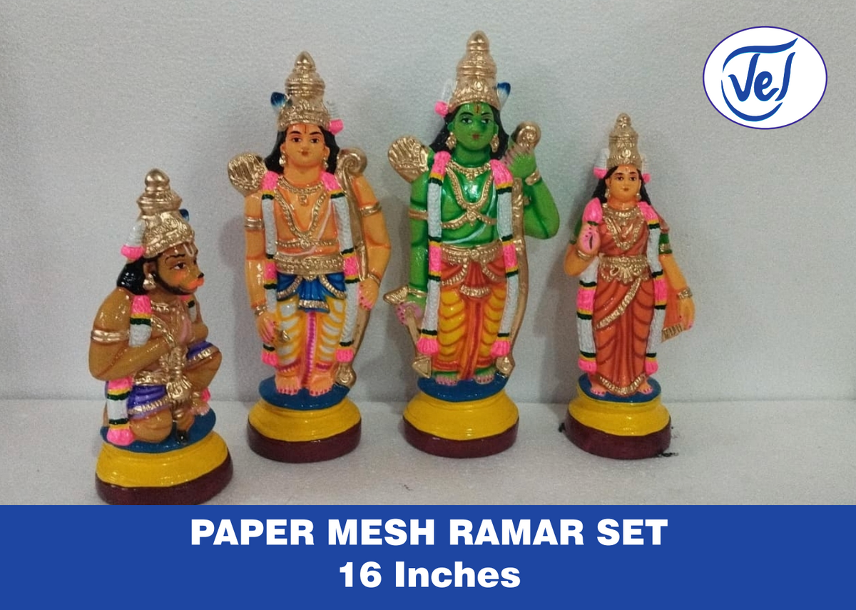 Rama Sita Lakshmana Hanuman Kolu Dolls Set 16 Inch – Paper Mache