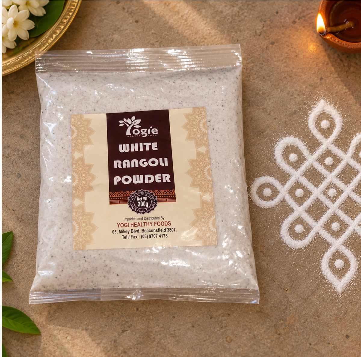 Yogie White Rangoli Powder 200g