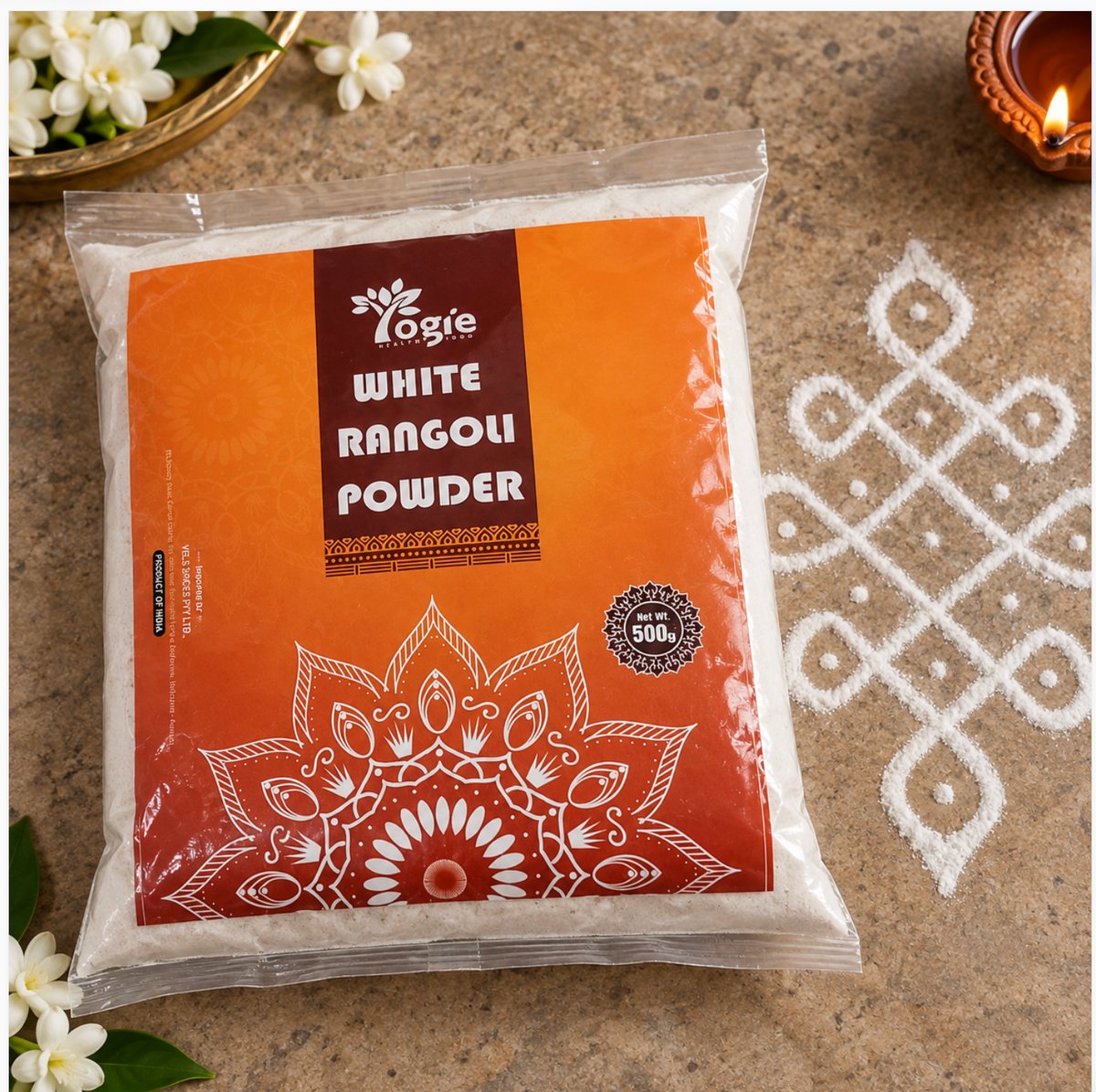 Yogie White Rangoli Powder 500g