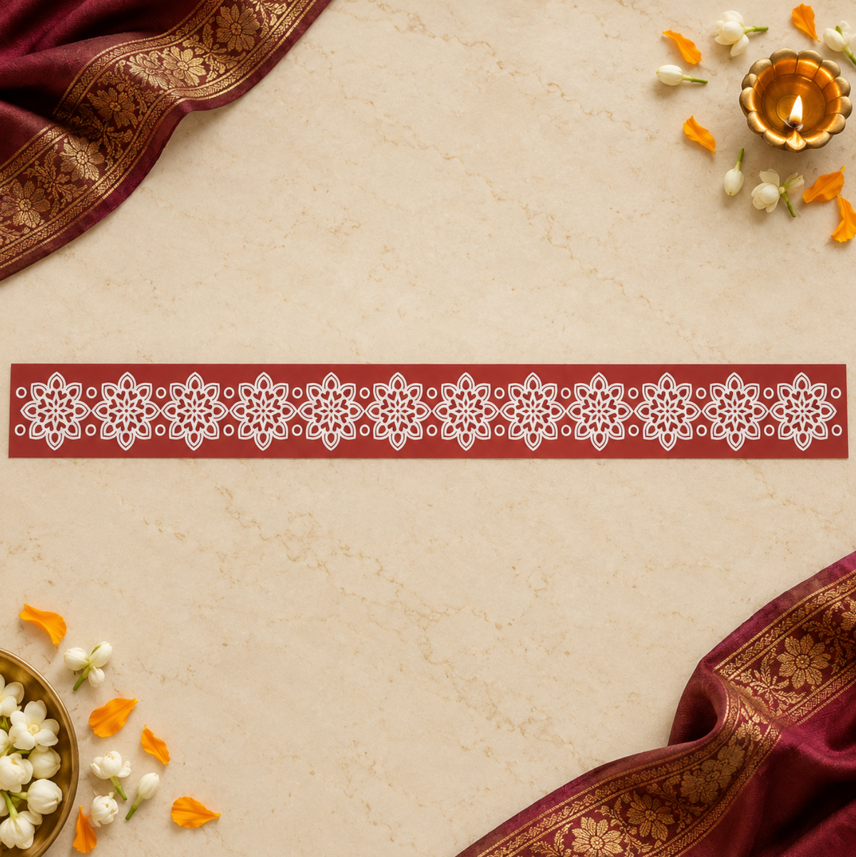 Rangoli/ Kolam Wall Border Design Sticker (approximately 75cm)