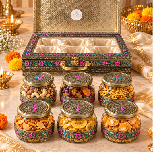 Deeksha Diwali Gift Hamper | Meenakari Assorted Snacks Gift Case