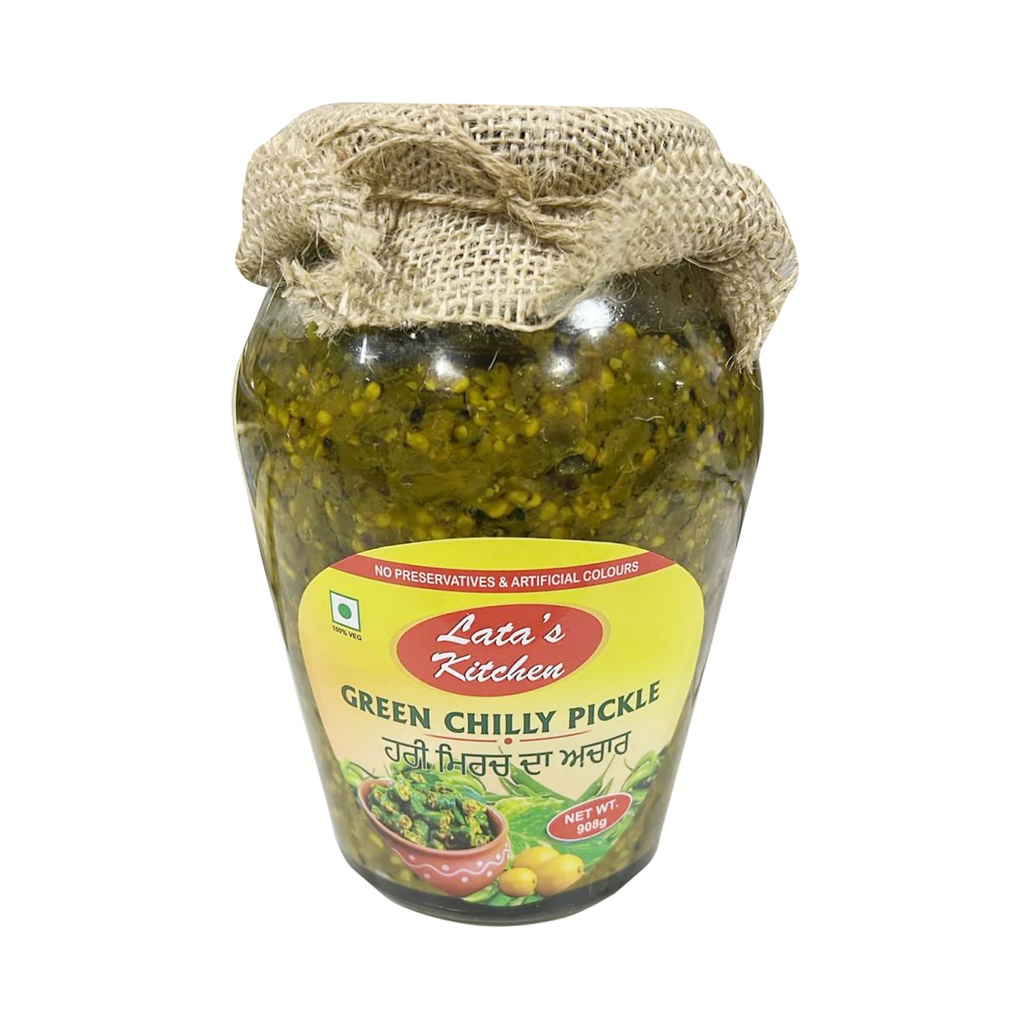 Lata's Kitchen Green Chilli Pickle 908G