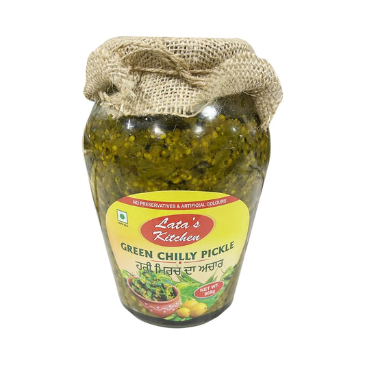 Lata's Kitchen Green Chilli Pickle 908G