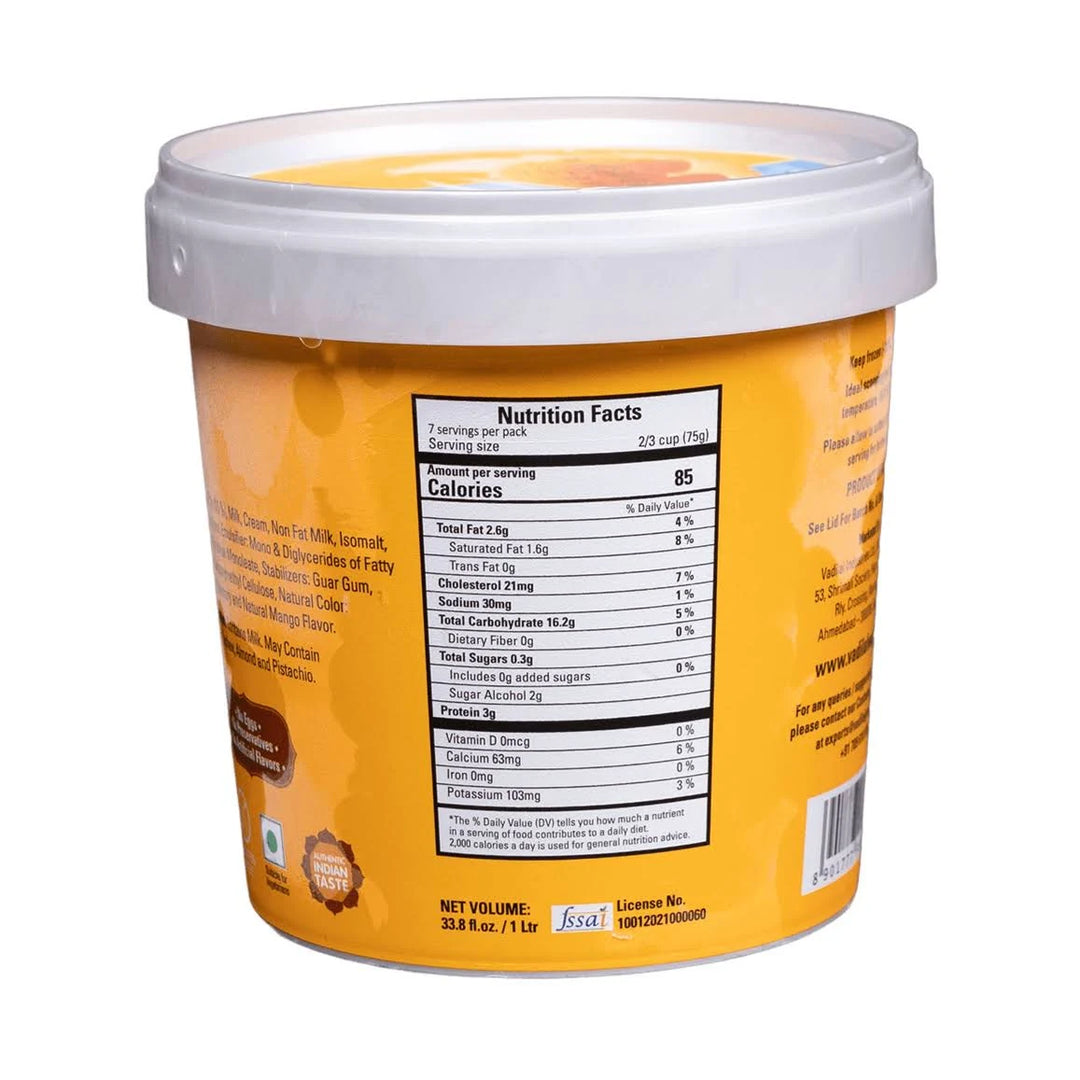 Vadilal Alphonso Mango Icecream Frozen 1Lt