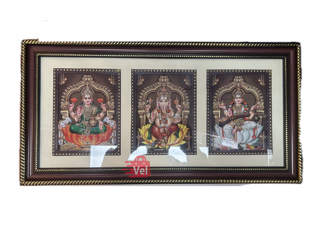 Ganesh, Saraswathi, Lakshmi 3 in 1 picture 48x24 cm