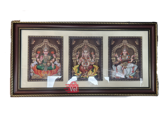 Ganesh, Saraswathi, Lakshmi 3 in 1 picture 48x24 cm