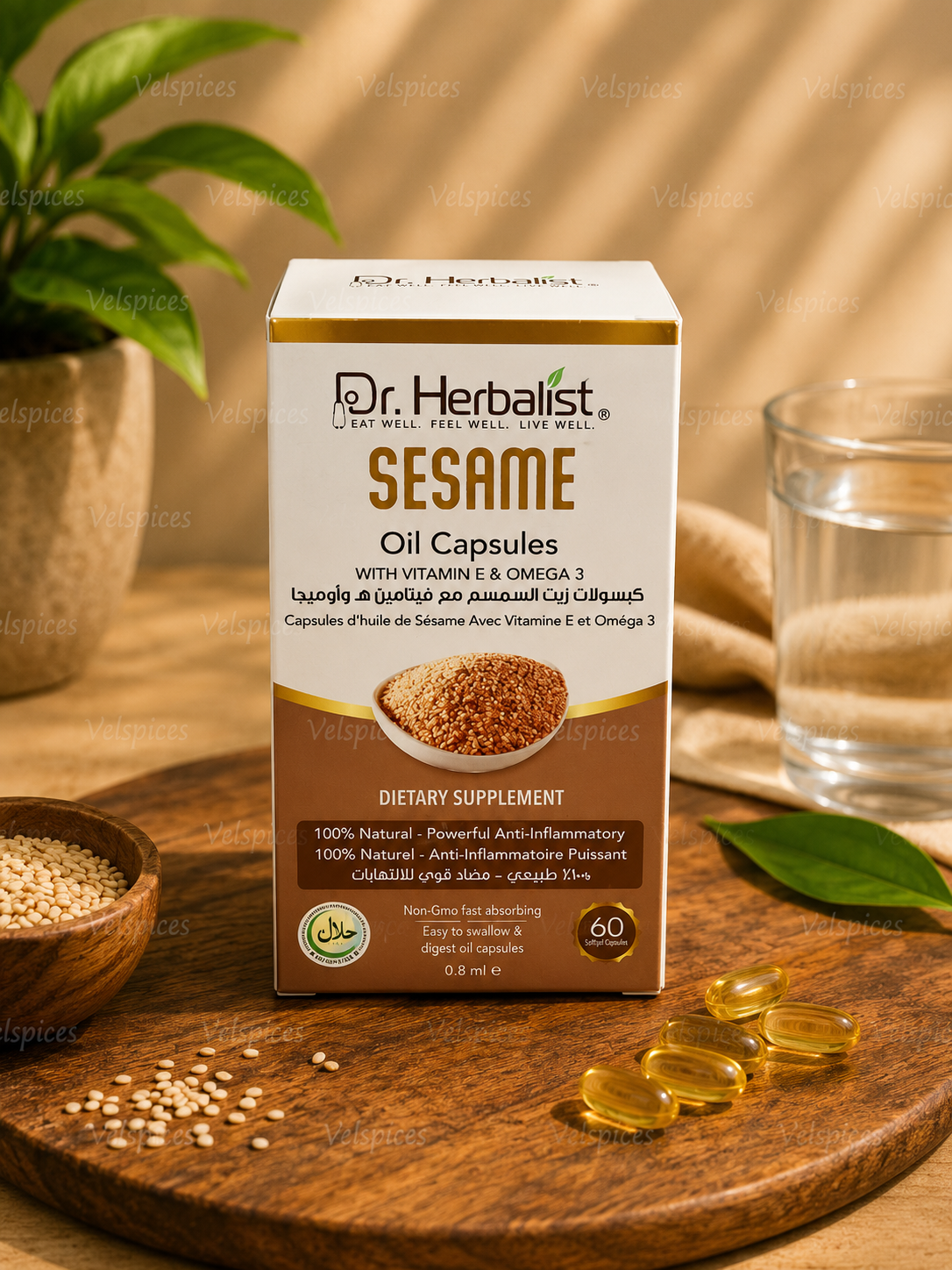 Dr. Herbalist Sesame Oil Capsules with Vitamin E & Omega 3 – 60 Capsules