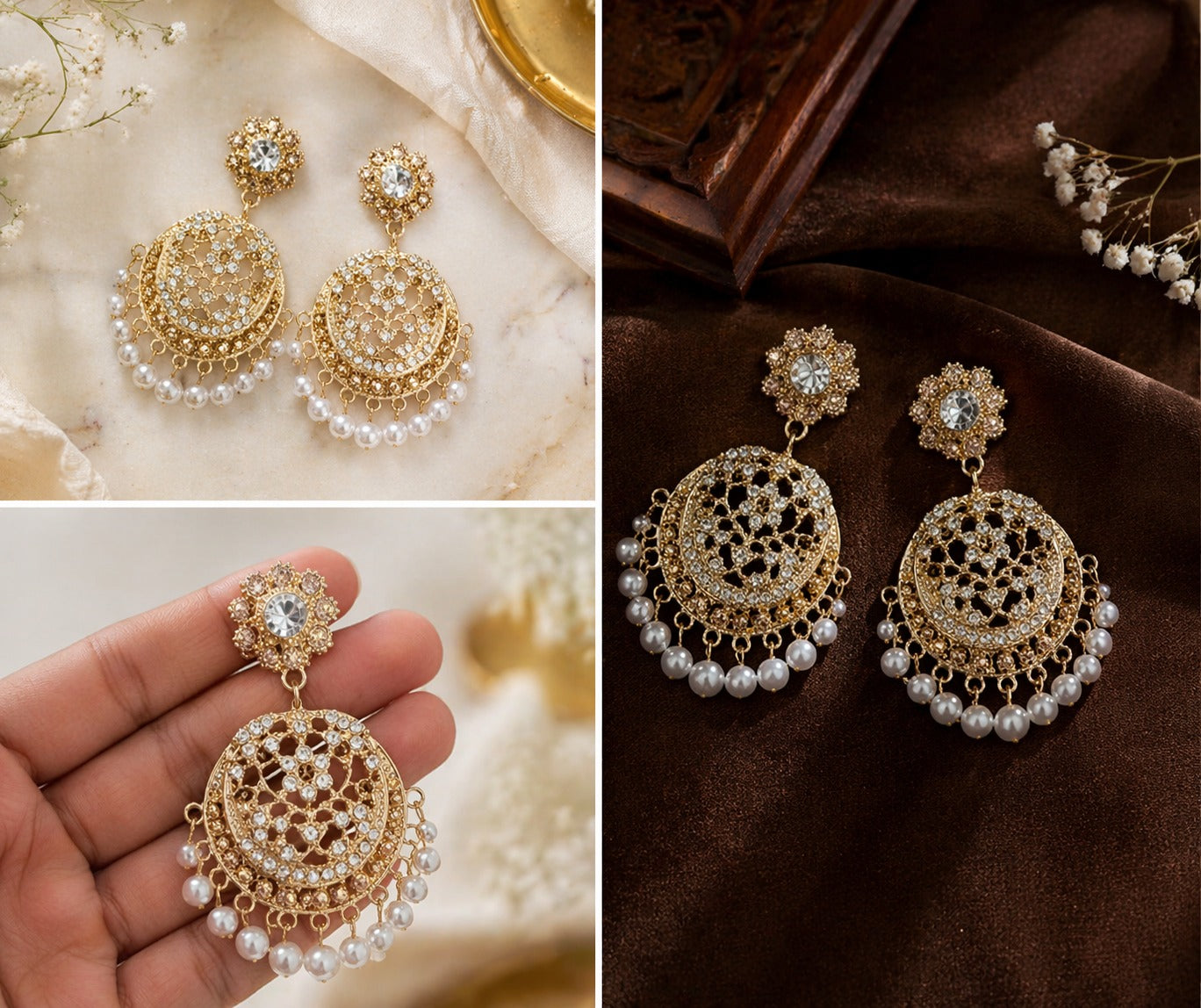 Tejas Chandbali Jhumka/Jimmiki Earrings - Online Only - For Weddings, Festive Wear, Pooja & Parties