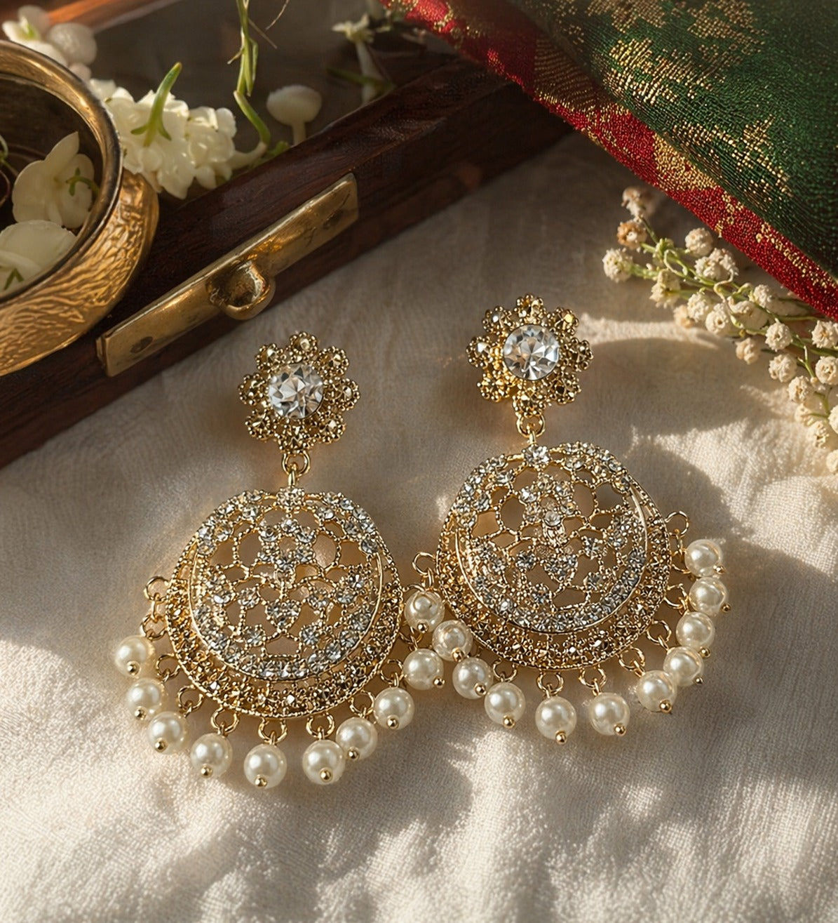 Tejas Chandbali Jhumka/Jimmiki Earrings - Online Only - For Weddings, Festive Wear, Pooja & Parties