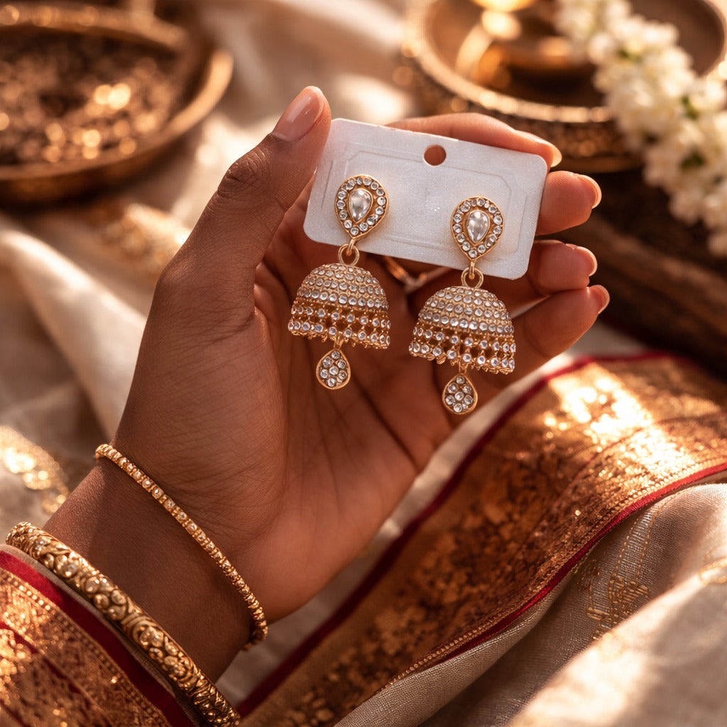 Noorè Jhumka/Jimmiki Earrings - Online Only - For Festive Wear, Pooja, Weddings & Parties