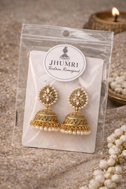 Veera Heritage Jhumka/Jimmiki Earrings - Online Only - For Festive Wear, Pooja, Weddings & Parties