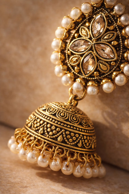Veera Heritage Jhumka/Jimmiki Earrings - Online Only - For Festive Wear, Pooja, Weddings & Parties