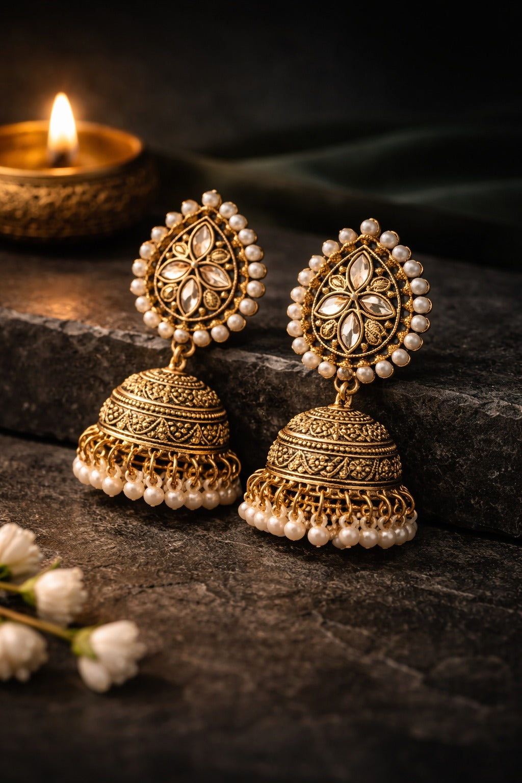 Veera Heritage Jhumka/Jimmiki Earrings - Online Only - For Festive Wear, Pooja, Weddings & Parties