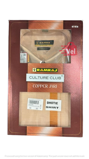 Ramraj Dhoti & Full Sleeves Shirt Set Copper jari