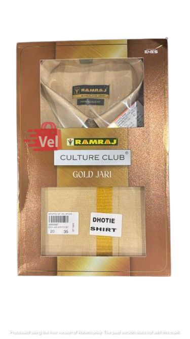 Ramraj Dhoti & Full Sleeves Shirt Set Gold jari