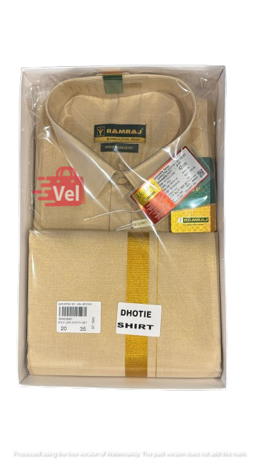 Ramraj Dhoti & Full Sleeves Shirt Set Gold jari