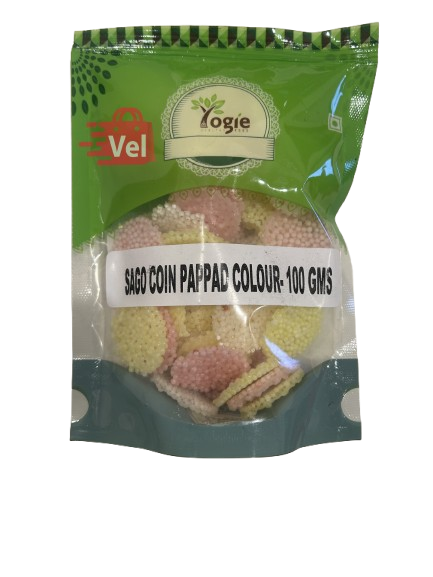 Yogie Sago Coin Pappad Colour 100G