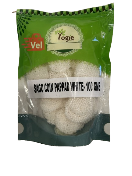 Yogie Sago Coin Pappad White 100G