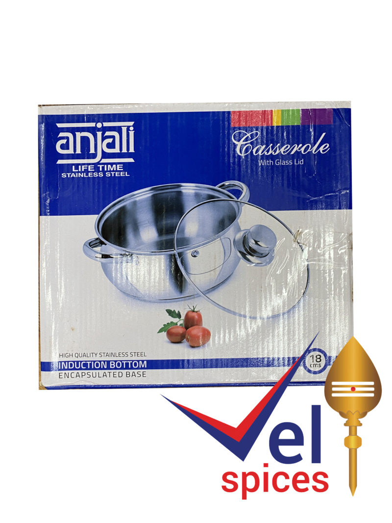 Anjali Stainless Steel Casserole With Glass Lid 18cm